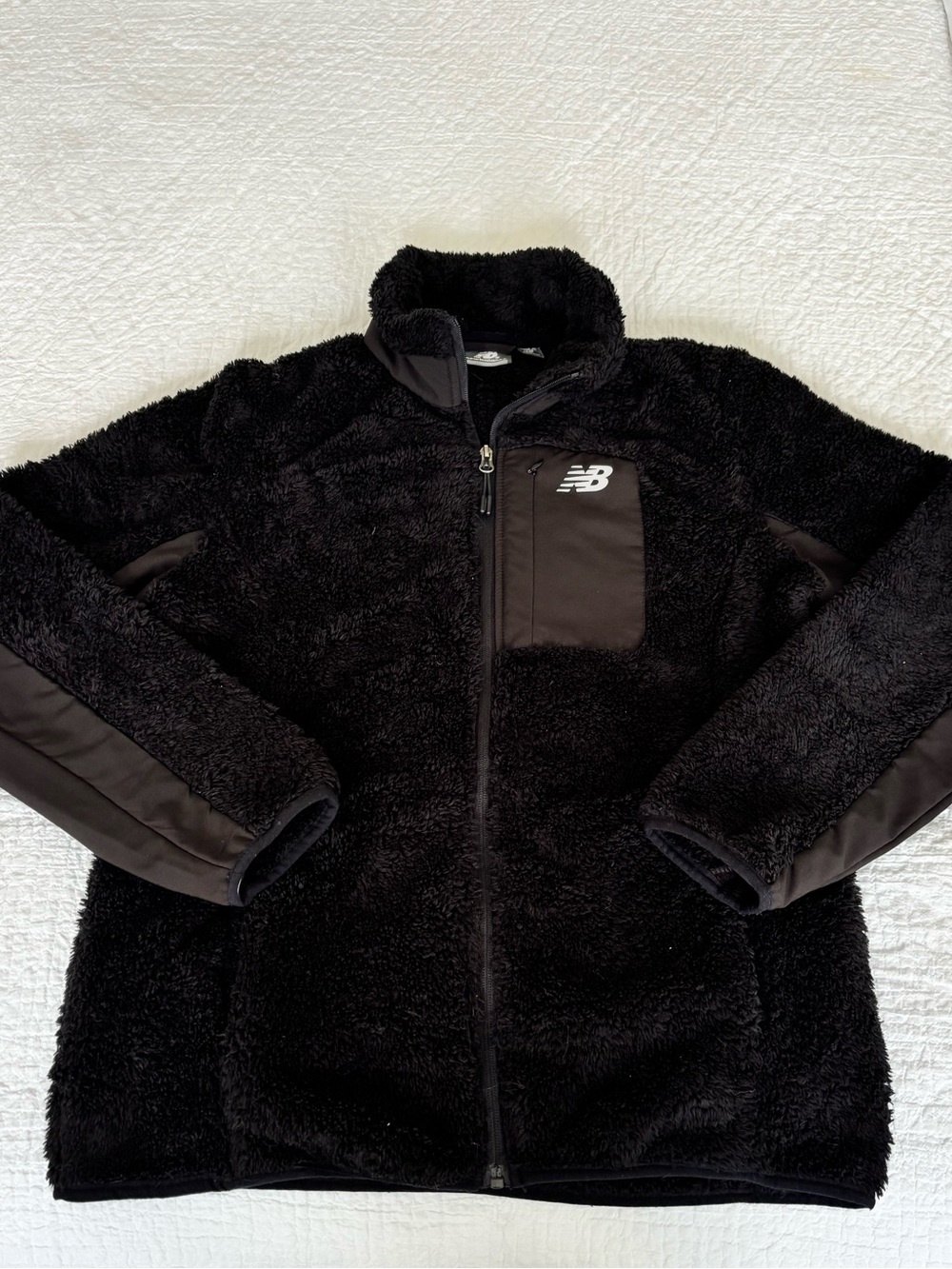 New Balance Black Sherpa Fleece Zip Sweater Zip Up Jacket - Women’s Size Medium